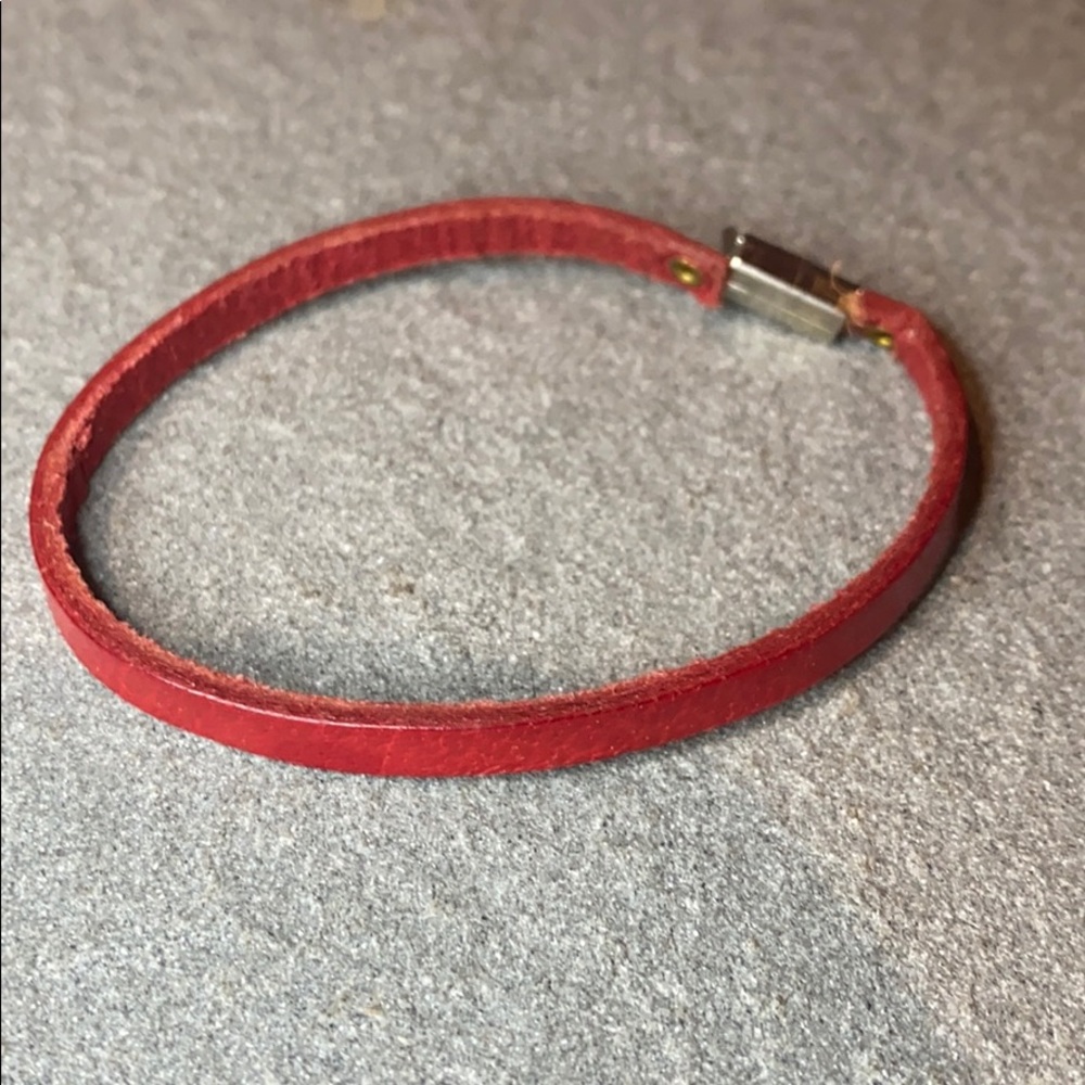 Red leather bracelet from Italy